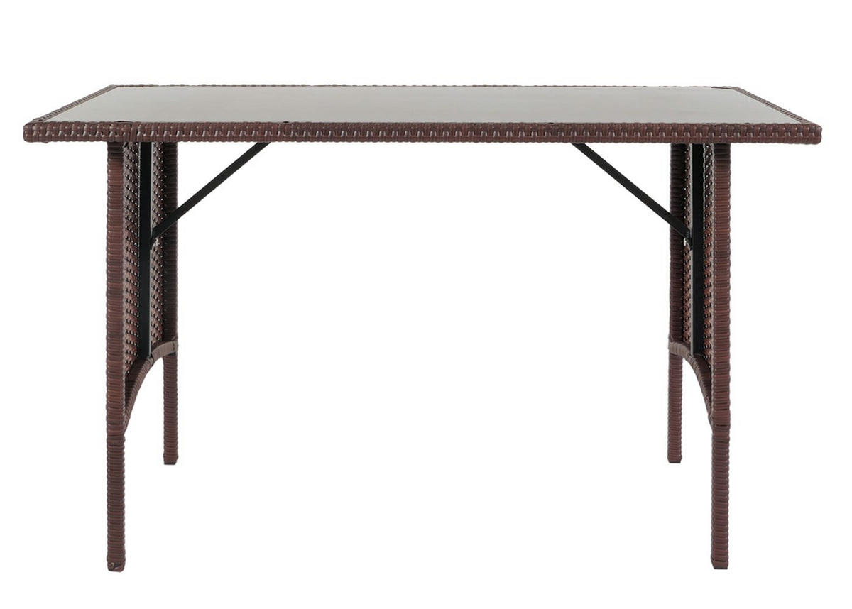 GARTENTISCH aus Poly-Rattan HxBxT 68,5x112x60cm - Braun, Kunststoff (60/112/68.5cm) - PROREGAL