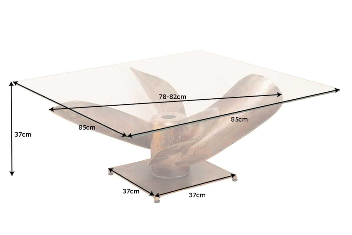 COUCHTISCH OCEAN rechteckig Kupfer|Transparent 85cm - Transparent/Kupferfarben, Glas/Metall (85/85/37cm) - riess-ambiente