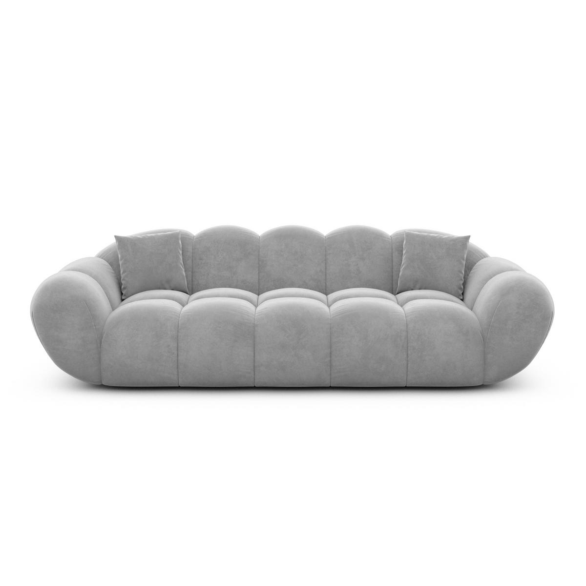 3-SITZER-SOFA Liva Hellgrau Samtstoff - Hellgrau, Textil (233/70/93cm) - VAROYAL