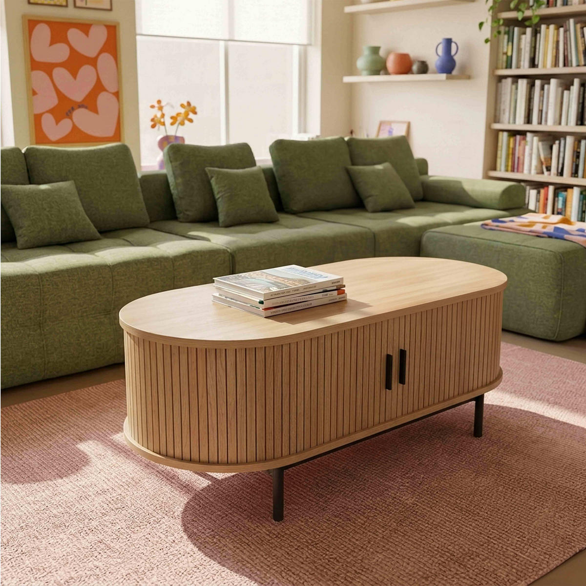 COUCHTISCH, Beigefarbe - Beige, Holz/Holzwerkstoff (55/120/42.5cm) - Oviala