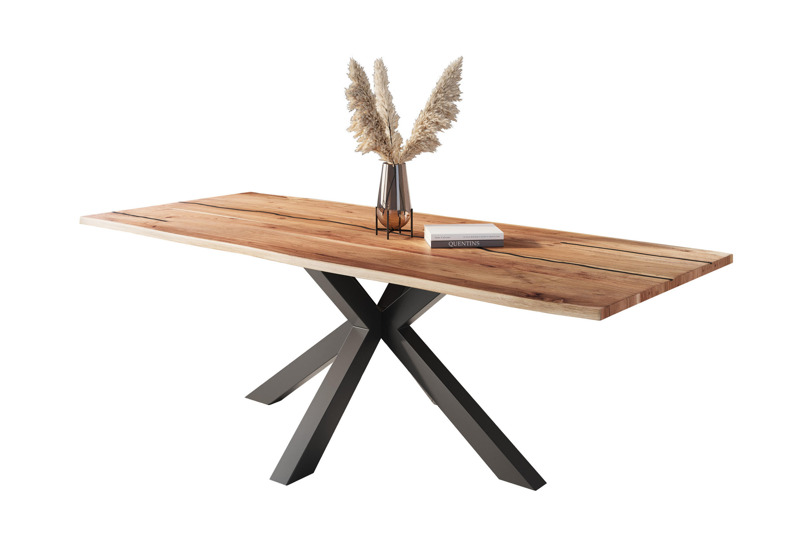 ESSTISCH POLLY - Beige/Schwarz, Holz/Metall (100/300/77cm) - SAM