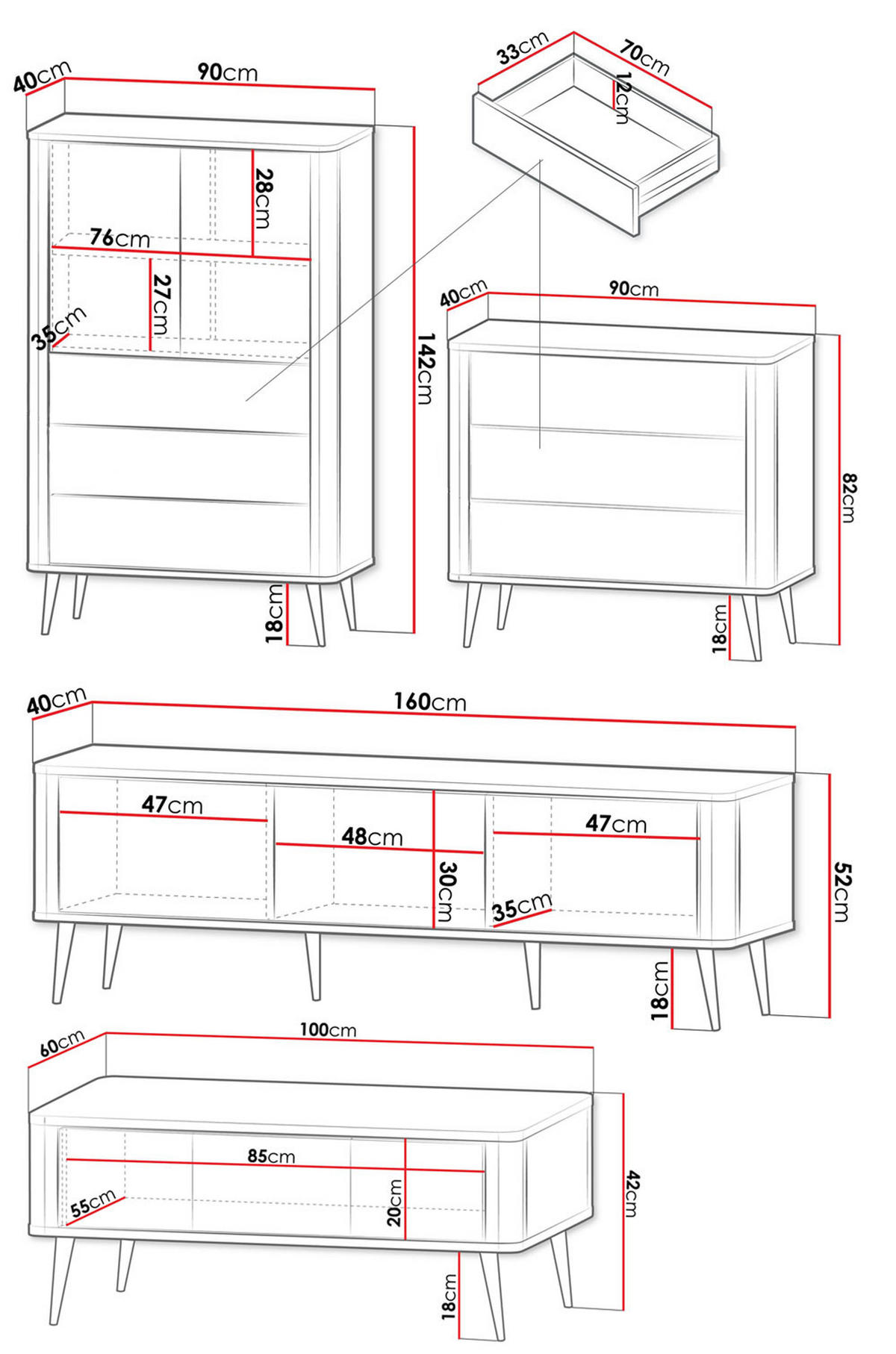 WOHNZIMMER-SET Marly 4-tlg Kaschmir / Walnuss - Kaschmir/Beige, Holz/Holzwerkstoff (440/163/60cm) - Feldmann-Wohnen