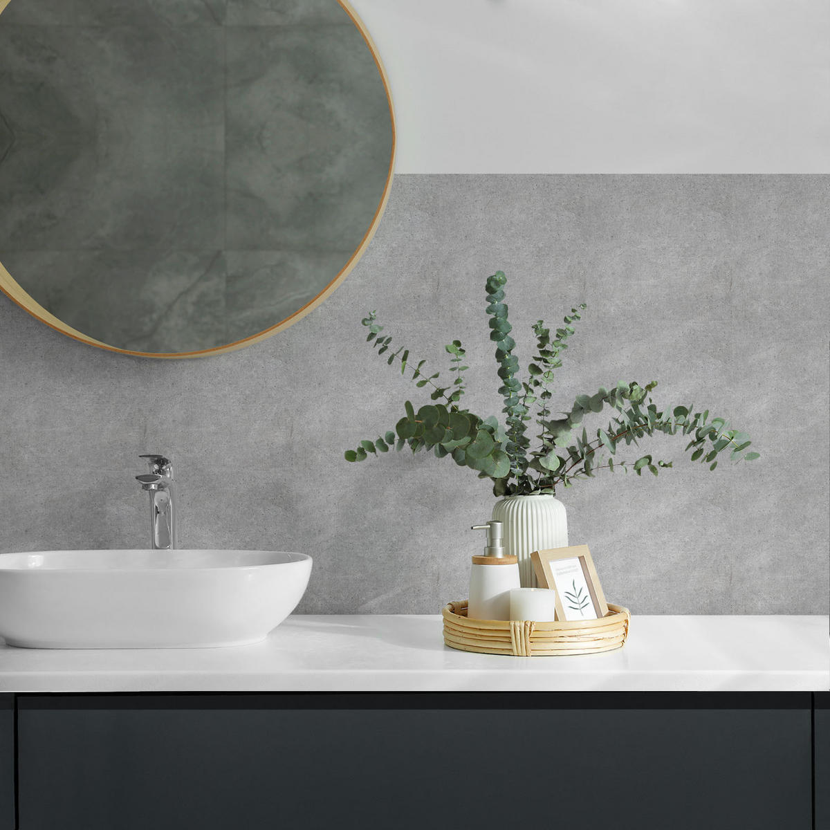 WANDPANEEL 20 Stück 20x20 cm selbstklebend Cemento - Grau, Kunststoff (20/1.6/20cm) - Wallfluent