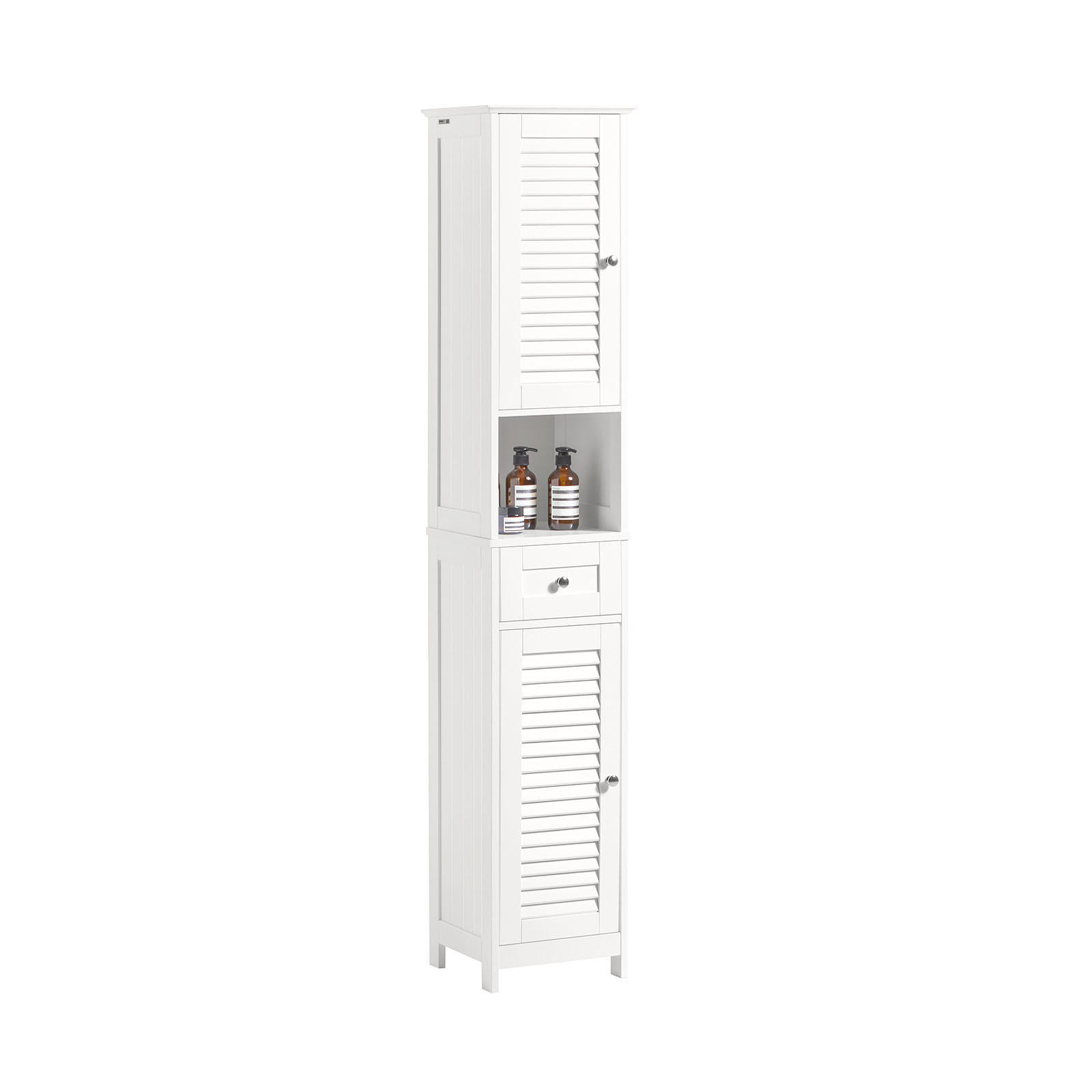 HOCHSCHRANK mit Schubladen 32x170x30cm Weiß - Weiß, Holzwerkstoff (32/170/30cm) - SoBuy