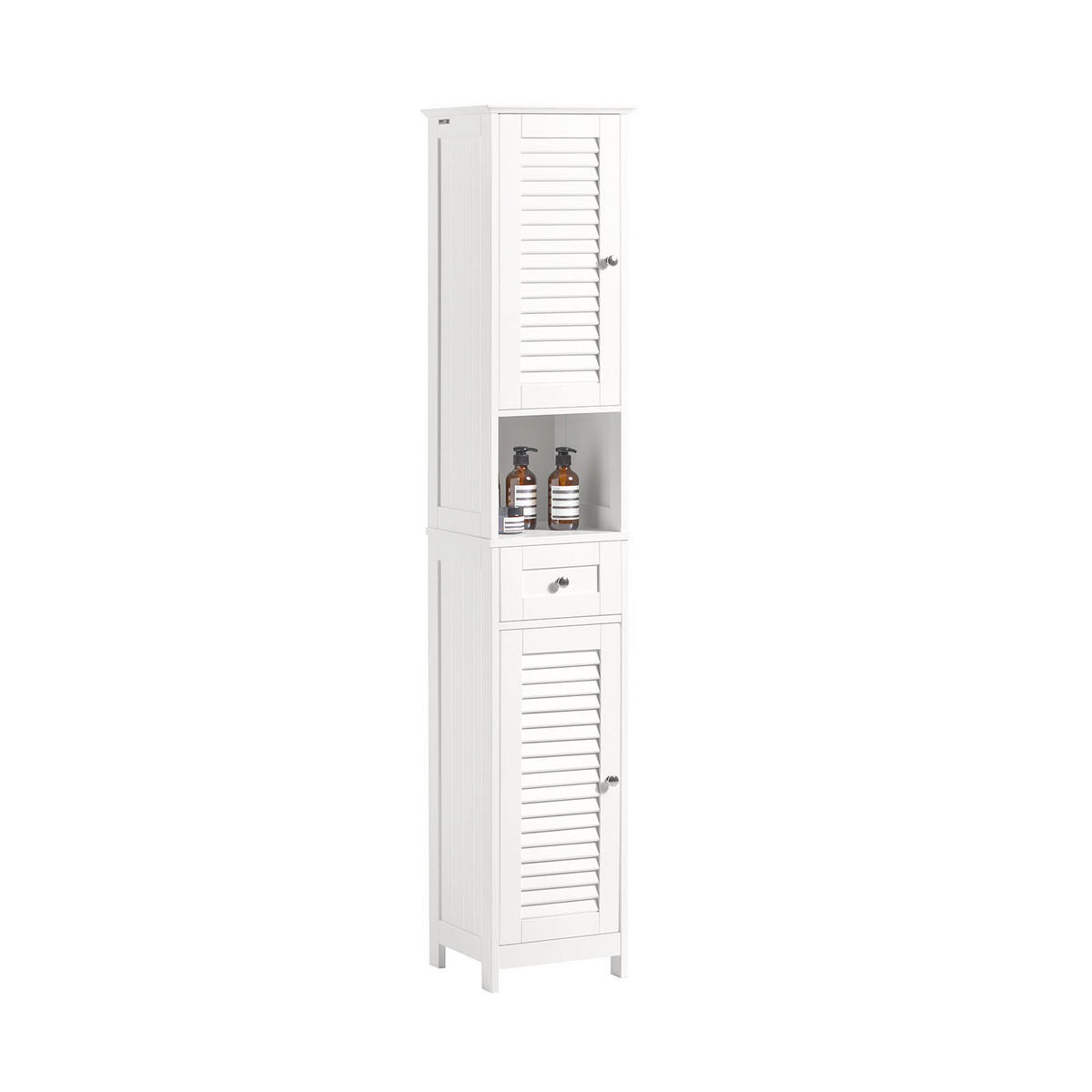 HOCHSCHRANK mit Schubladen 32x170x30cm Weiß - Weiß, Holzwerkstoff (32/170/30cm) - SoBuy