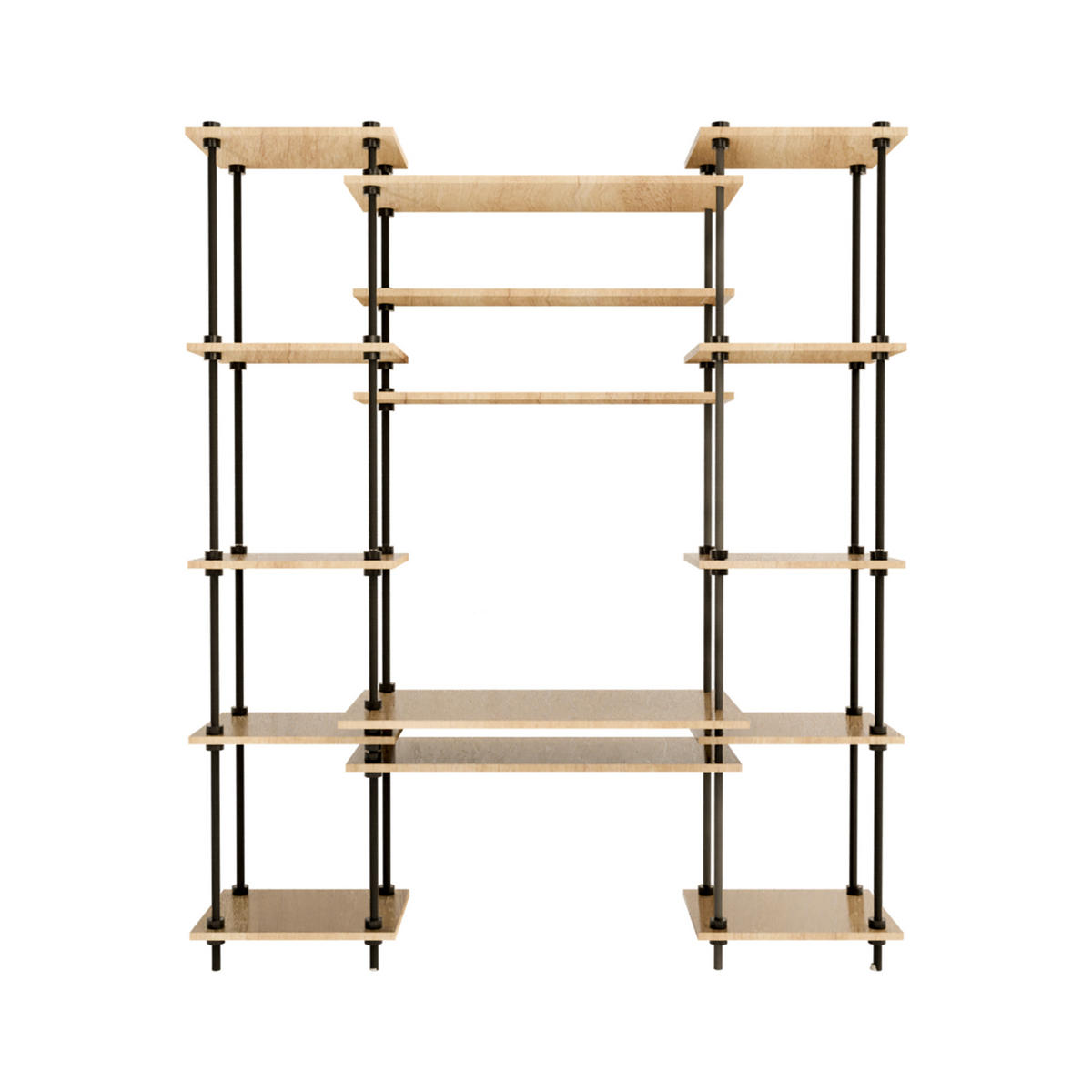 SCHREIBTISCH mit Regal 185x151x35/52,5cm - Eiche San Remo, Metall (151/185/52.5cm) - AR Shelving