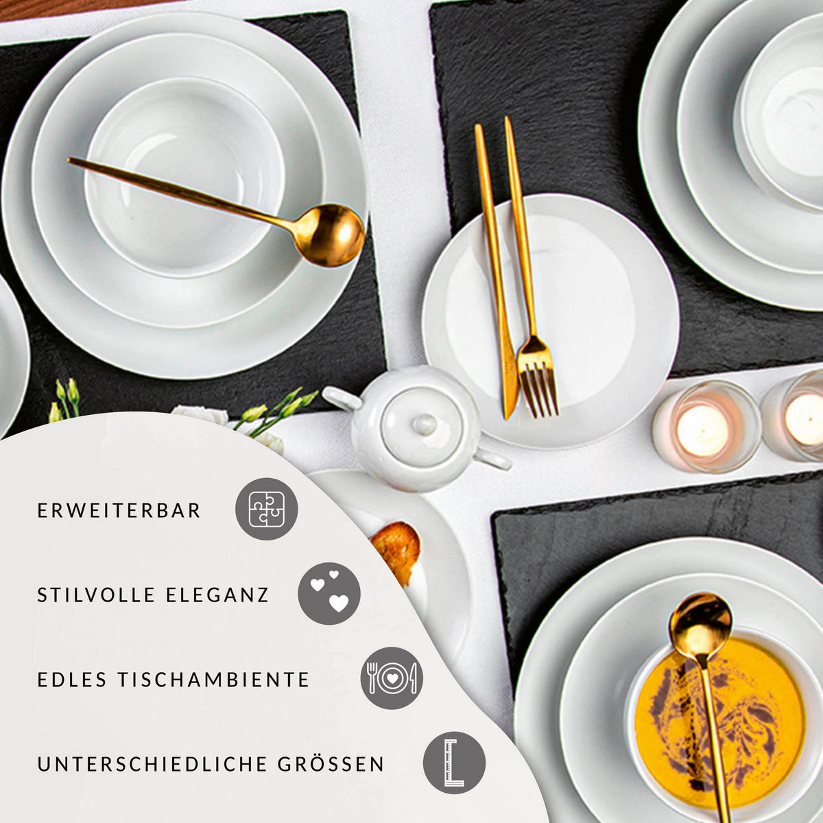 KAFFEETASSEN SET NEW PORT - 12 teilig aus Porzellan - Weiß, Keramik (45/13/23cm) - Sänger