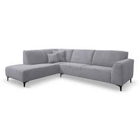 ECKSOFA Mula in L-Form, Coach Farbe: Hellgrau, Velourstoff, Ottomane Links - Hellgrau, Textil (210/274cm) - VENASI MÖBEL