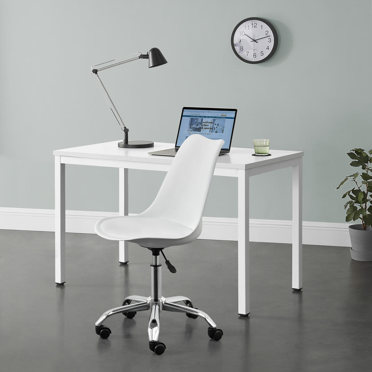 DREHSTUHL Atherton - Chromfarben/Weiß, Kunststoff/Textil (48/93/55cm) - [en.casa]