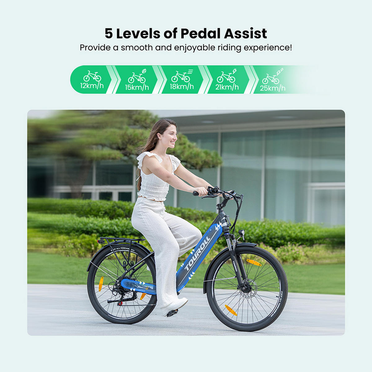 E-BIKE Touroll J1 ST – Hochleistungsmotor, 100 km Reichweite & StVZO-zertifizierte Beleuchtung - Graphitfarben, Metall (25cm)