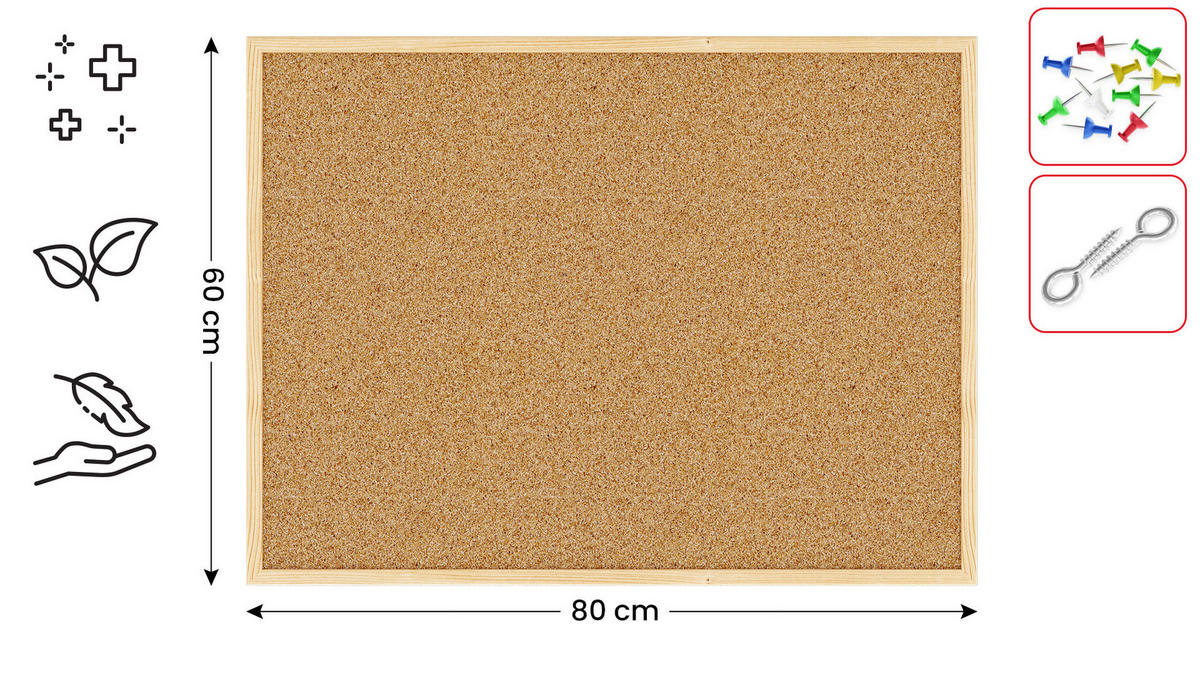 PINNWAND mit Naturholzrahmen 80x60cm - Braun, Holz (80/60/1.5cm) - ALLboards