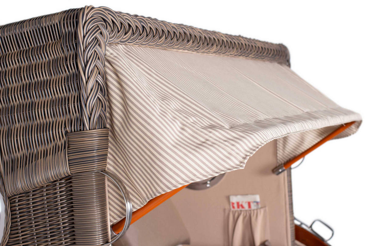 STRANDKORB 2-Sitzer Düne Mahagoni - Taupe/Braun, Holz/Metall (125/170/80cm) - Mr. Deko