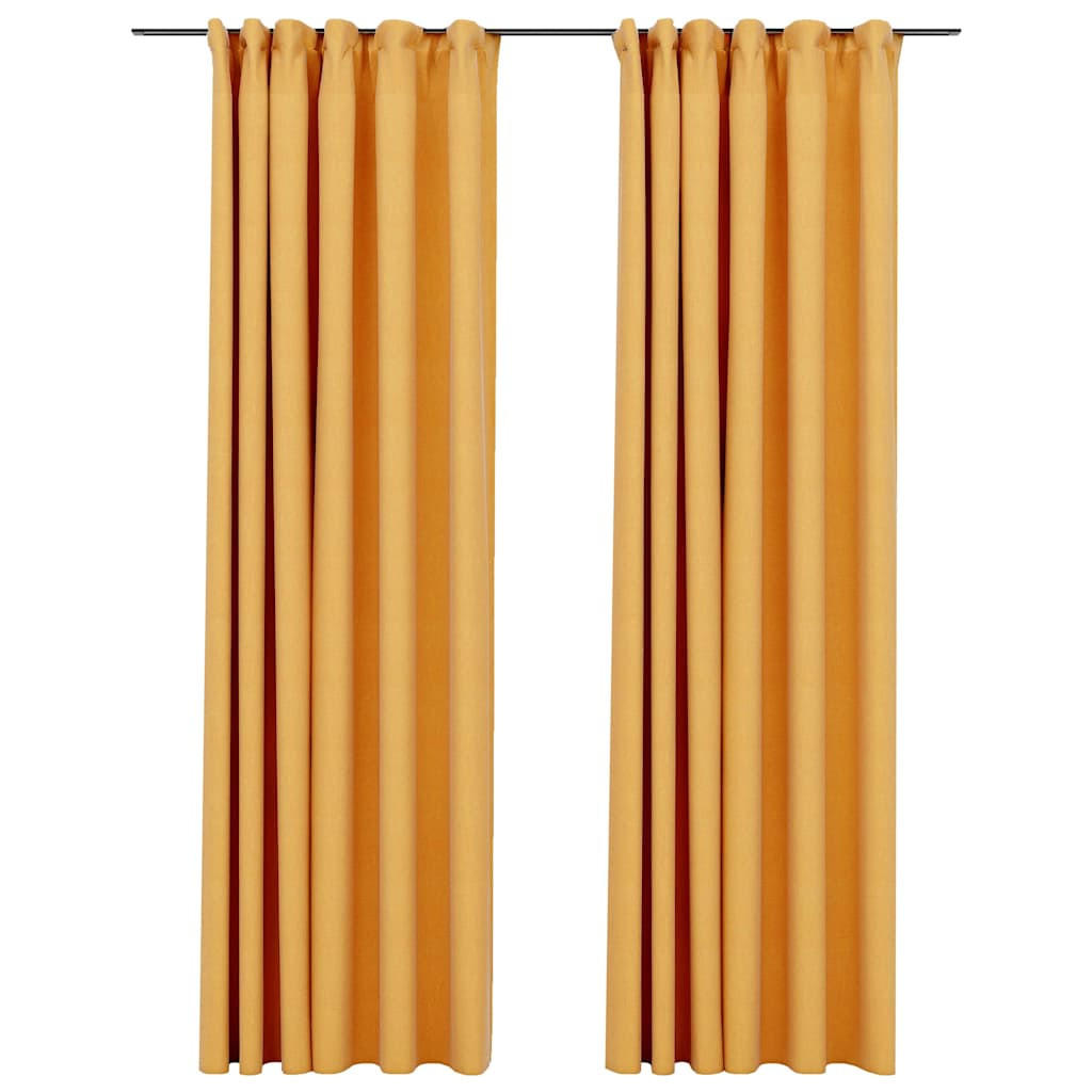 VERDUNKELUNGSVORHÄNGE Haken Leinenoptik 2 Stk. Gelb 140/225 Cm - Gelb, Textil (140/225/140cm) - vidaXL