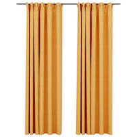VERDUNKELUNGSVORHÄNGE Haken Leinenoptik 2 Stk. Gelb 140/225 Cm - Gelb, Textil (140/225/140cm) - vidaXL