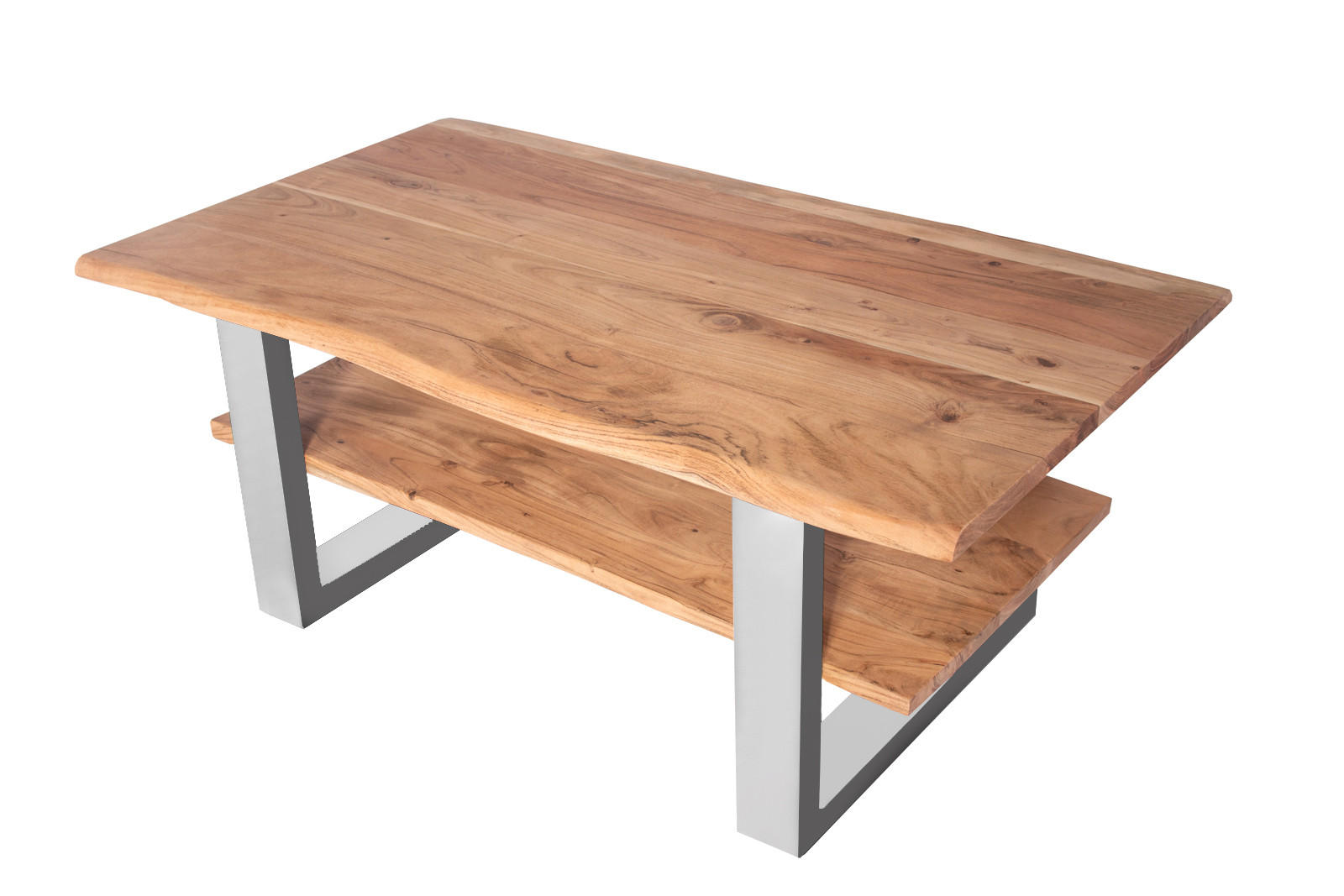 COUCHTISCH PATRICK - Beige/Silberfarben, Holz/Metall (65/115/46cm) - SAM