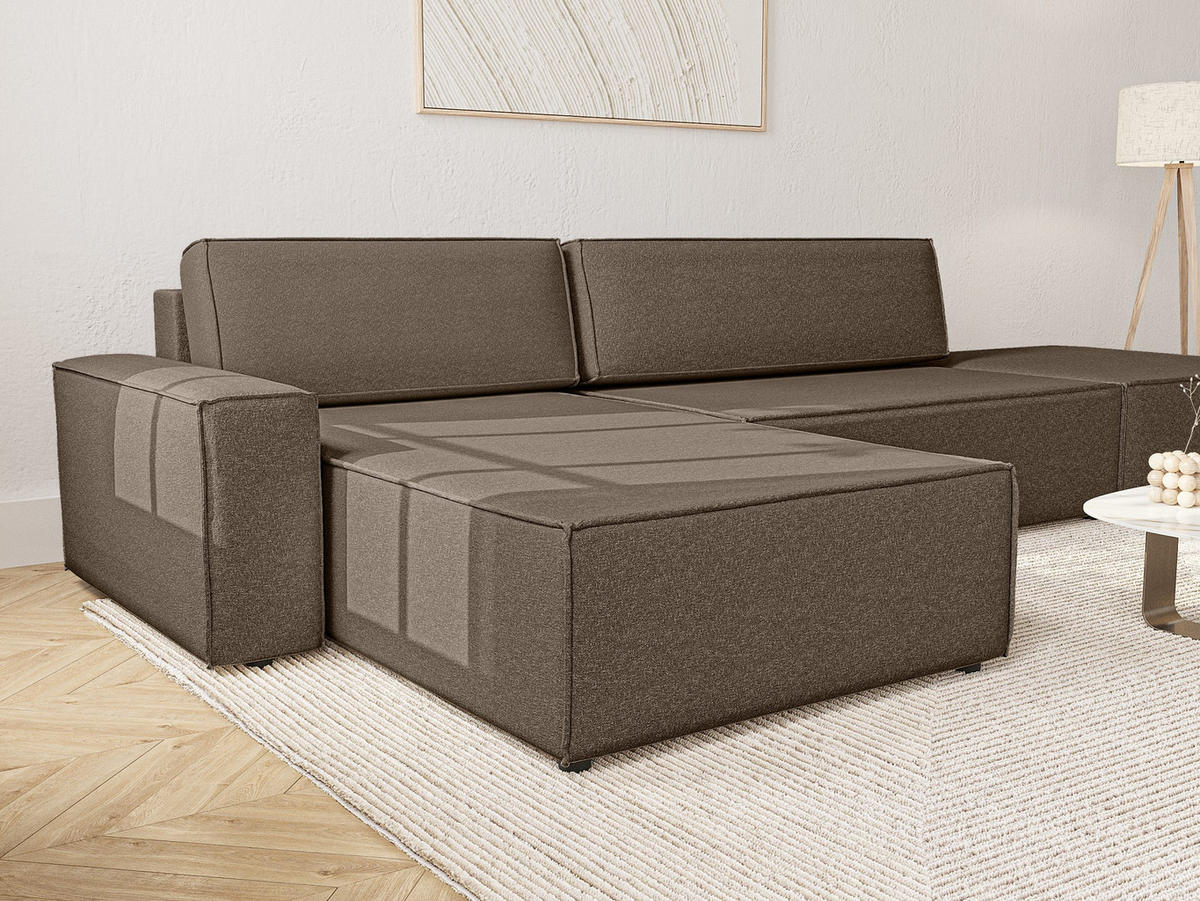 ECKSOFA Lummo La mit Schlaffunktion, Braun - Braun, Textil (363/185cm) - Fedve