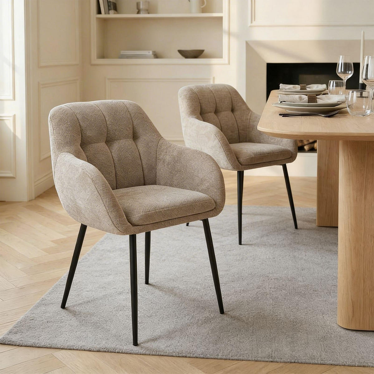 ESSZIMMERSTÜHLE SOMA 2er-Set hellbraun - Hellbraun, Textil (64/83/68cm) - IDIMEX