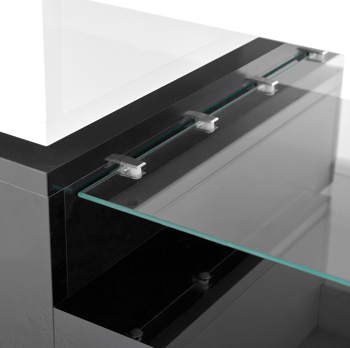 COUCHTISCH 90/45/35.5 cm in Schwarz/Weiß aus PB mit LED-Beleuchtung - Weiß, Holzwerkstoff (90/45/35.5cm) - OKMYHOME