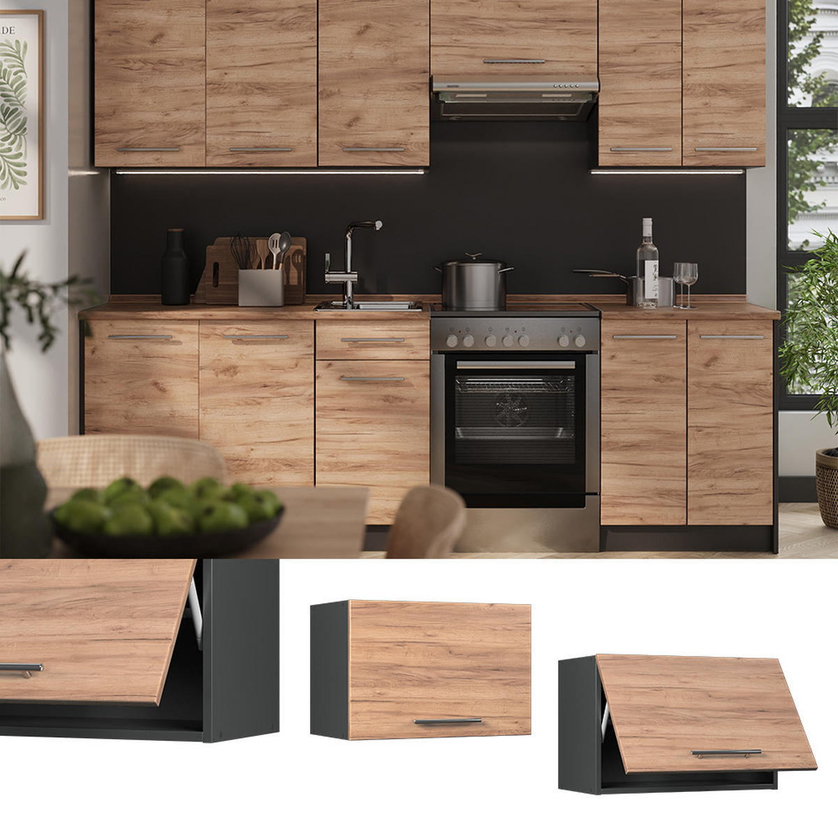NÁSTENNÁ SKRINKA Fame-Line, Dub Goldkraft/antracitová, 60 cm, AP Oak - dub medový/antracitová, kompozitné drevo (60/40/34.1cm) - Vicco