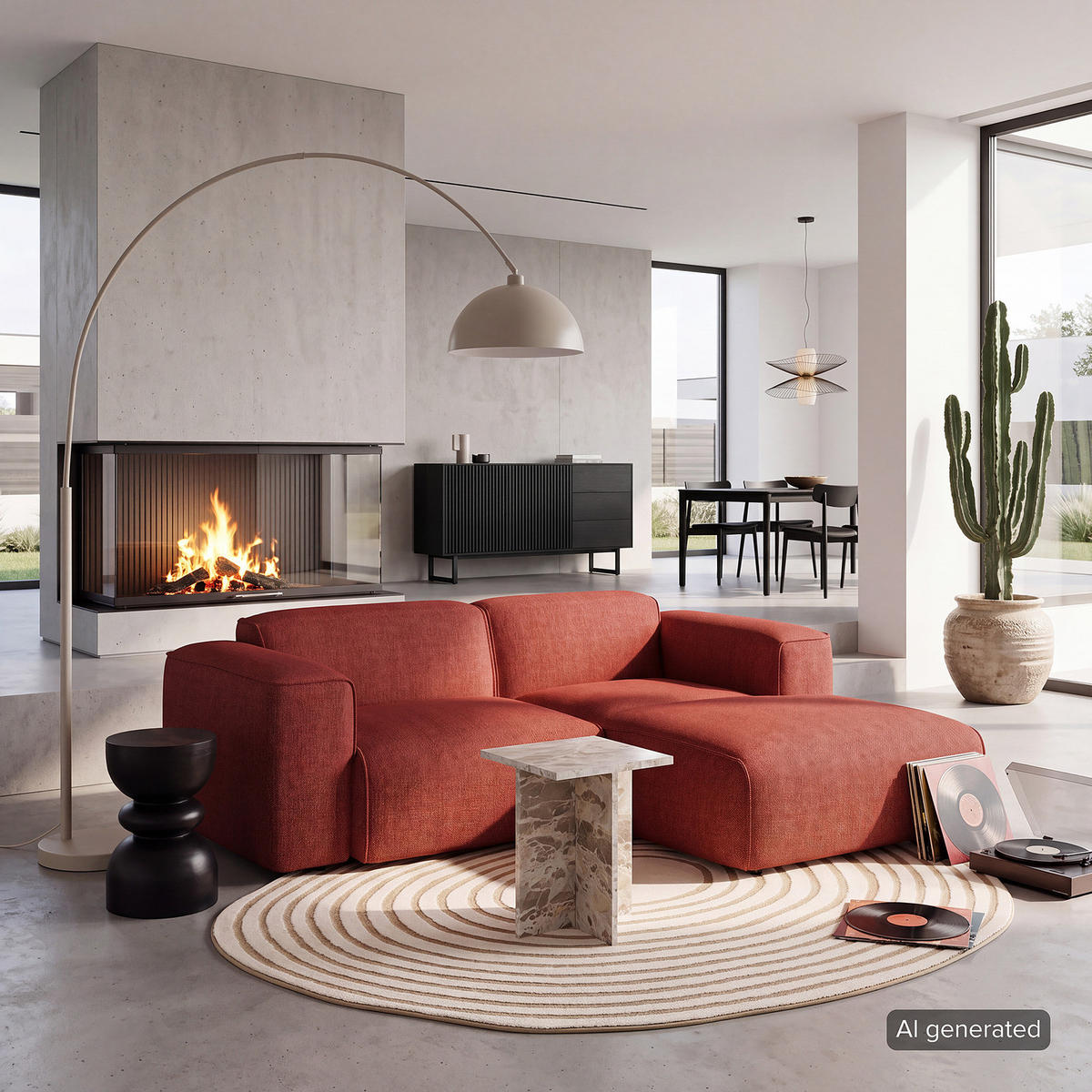 ECKSOFA mit XL-Longchair - Rot/Schwarz, Kunststoff/Textil (260/171cm) - home24
