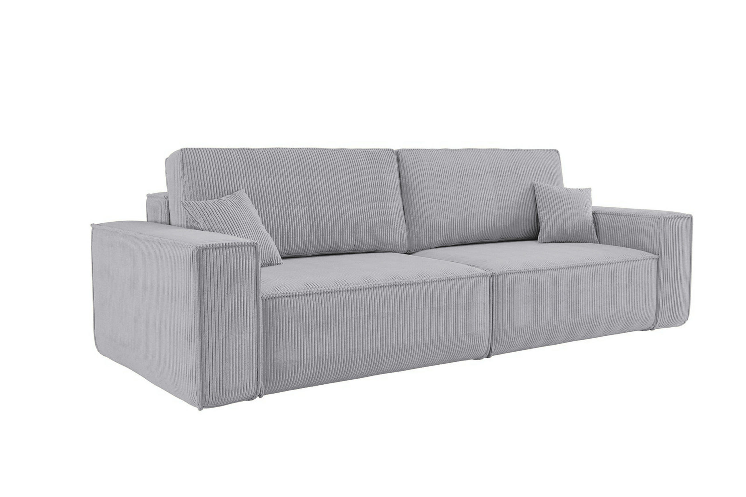 SCHLAFSOFA HUGO, Sofa mit Schlaffunktion und Bettkasten, Farbe: Grau, Cordstoff - Grau, Textil (244/83/98cm) - VENASI MÖBEL