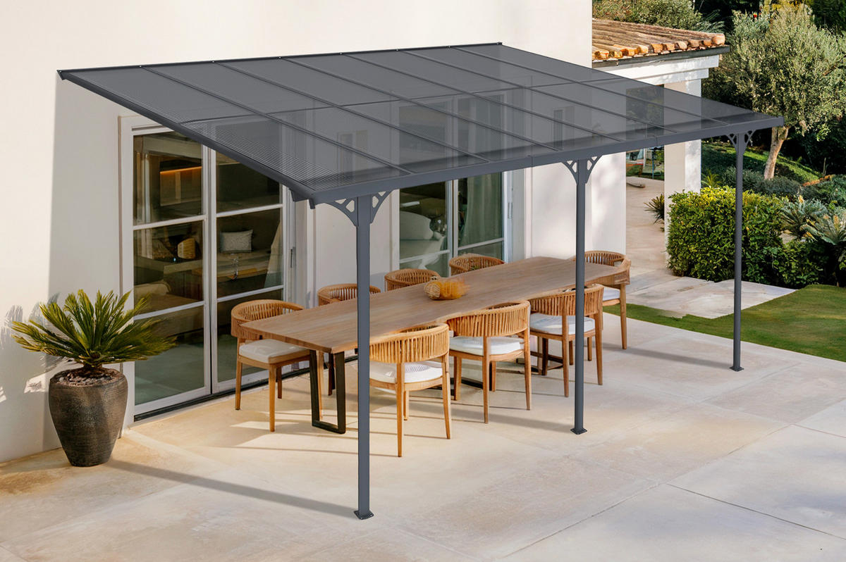 PERGOLA / CARPORT Kleo Grau 4,5m x 3m - Grau, Metall (435/270/300cm) - Cazeboo