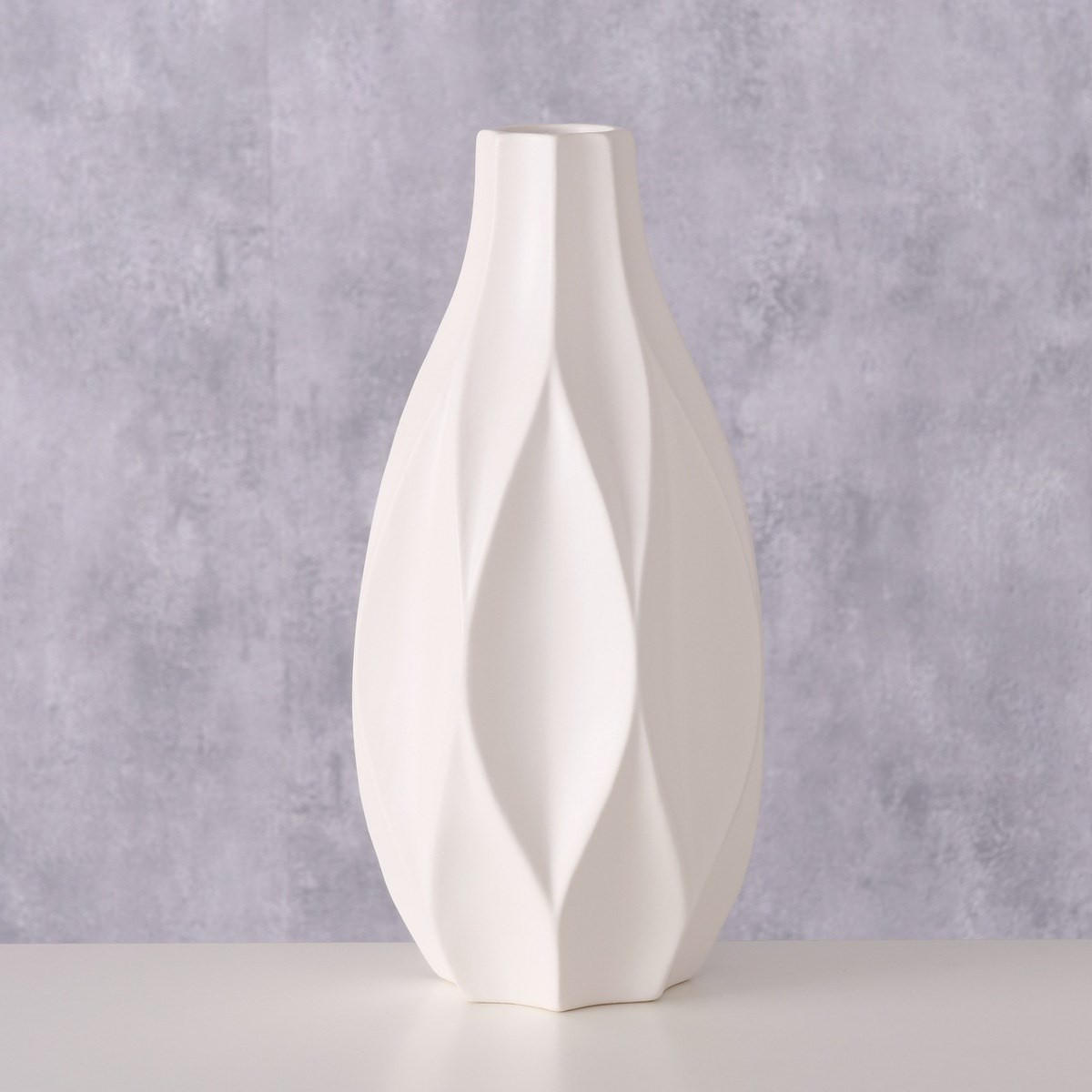 DEKO-VASE matt Avantika 16/16/30 cm - Weiß, Keramik (30cm) - Boltze Home