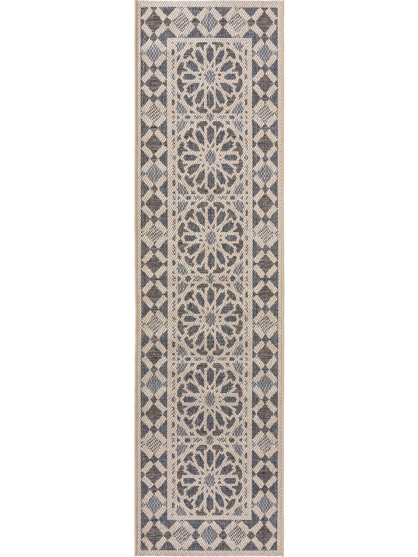 OUTDOORLÄUFER River Beige/Blau 67x240 cm - Blau/Beige, Kunststoff (67/1cm) - KUNSTLOFT