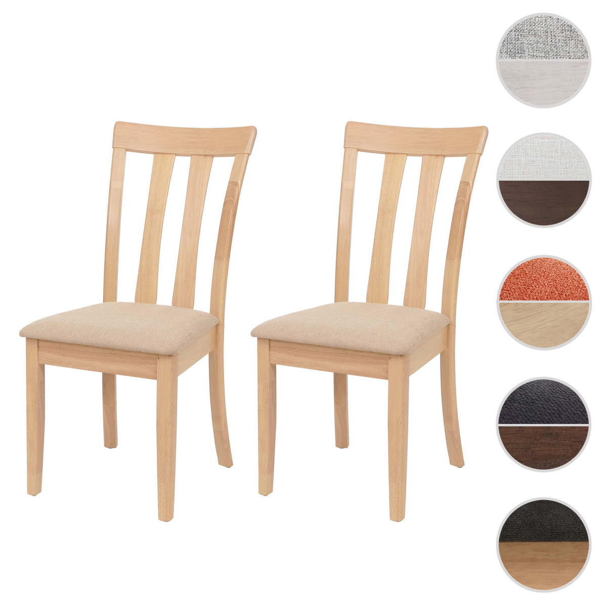 ESSZIMMERSTUHL Beige, Braun 2er-Set - Beige/Braun, Holz (42/96/58cm) - MCW