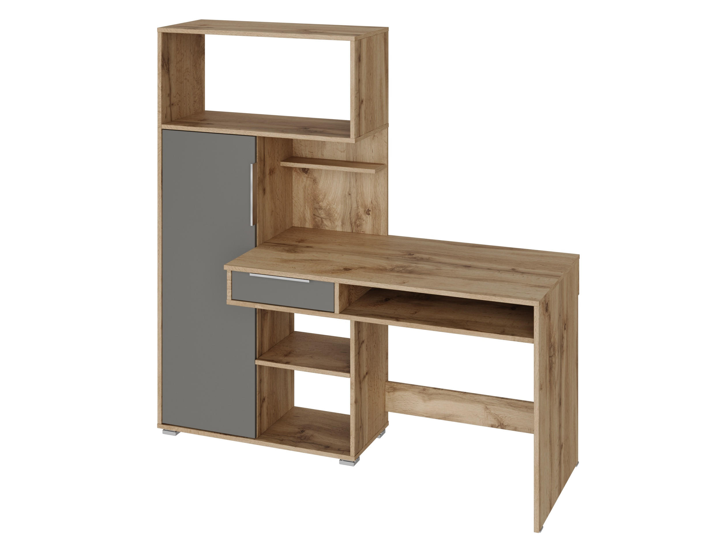 SCHREIBTISCH Wotan Eiche, Graphit 150/149/92 - Eiche Wotan, Holzwerkstoff (92/150/149cm) - RAUMHIRSCH FURNITURE