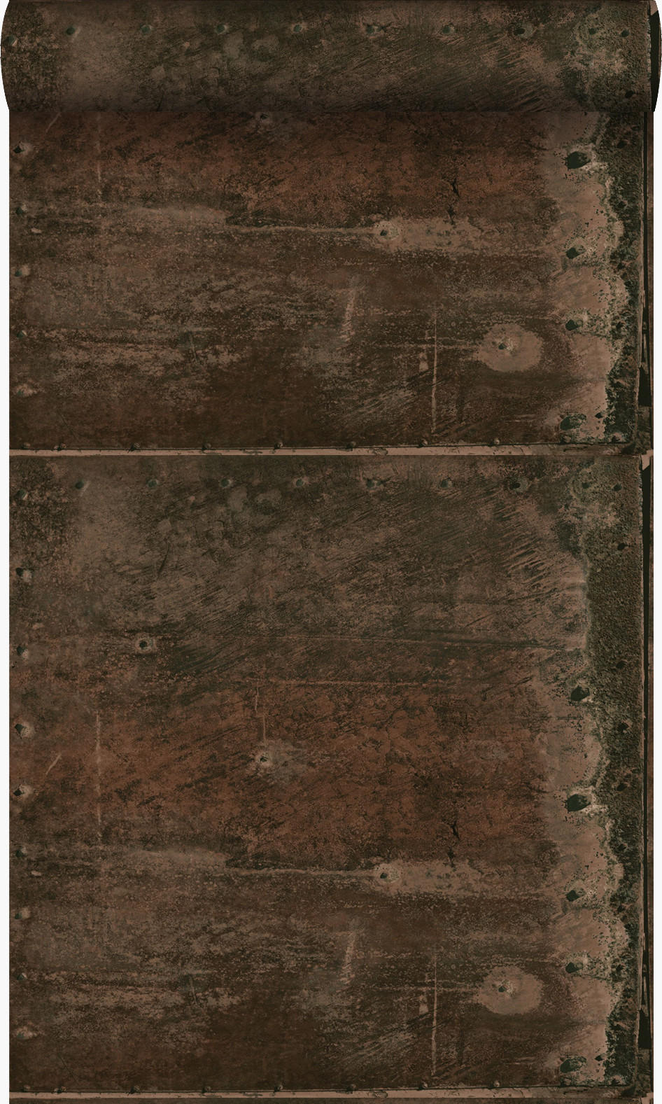 TAPETE große verwitterte rostige Metallplatten 53 cm x 10.05 m - Braun, Papier (53/1000cm) - Origin Wallcoverings