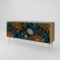 SIDEBOARD MORNING BLOOM, Eicheneffekt, 164,5x42x77,5 cm, 3 Türen - Eichefarben/Buchefarben, Holzwerkstoff/Buchenholz (164.5/77.5/42cm) - SpaceRebels