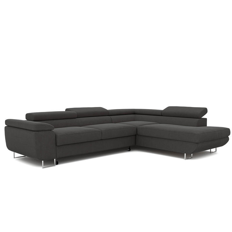 ECKSOFA ANTON mit Schlaffunktion und Bettkasten Anthrazit - Anthrazit, Holzwerkstoff/Kunststoff (274/203cm) - Idohome