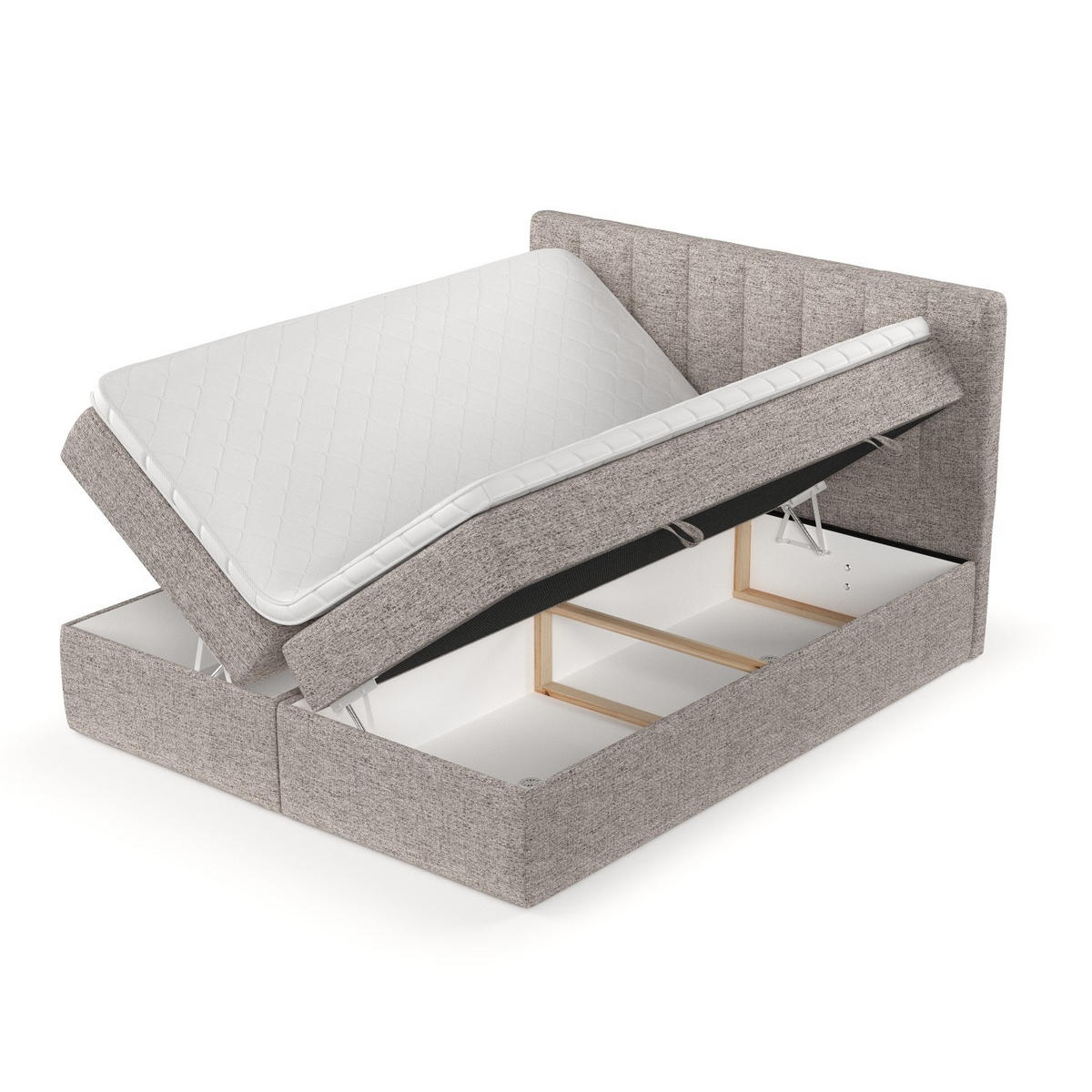 BOXBETT Bari 140/200 cm Beige im Neve Stoff - Beige, Holz/Holzwerkstoff (140/200cm) - AltaBeds