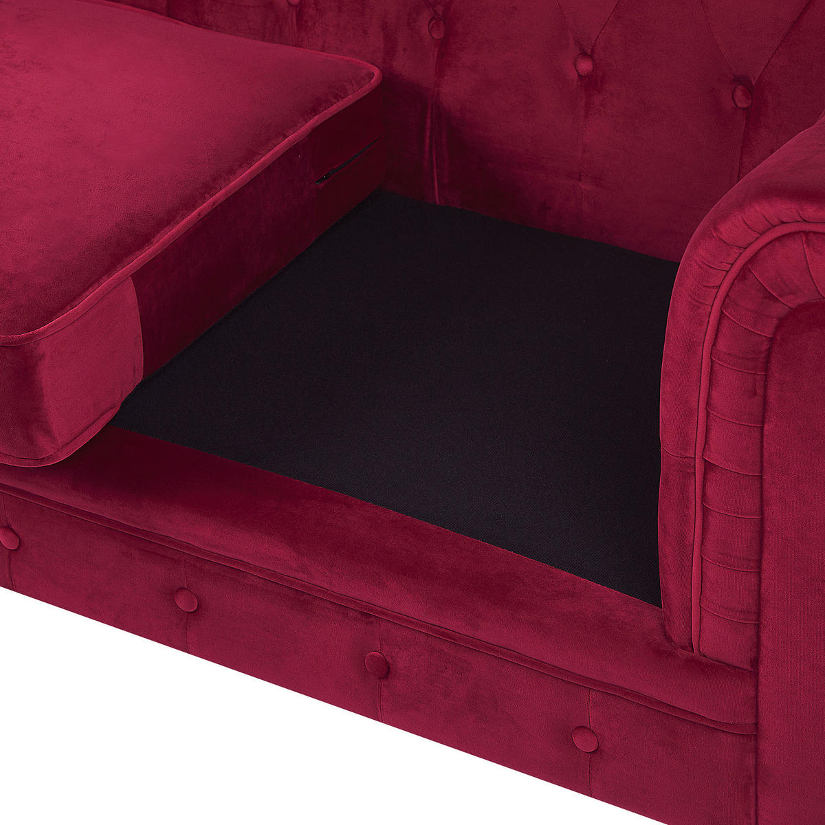 3-SITZER-SOFA Samtstoff Dunkelrot Chesterfield - Dunkelrot, Textil (202/70/75cm) - Beliani