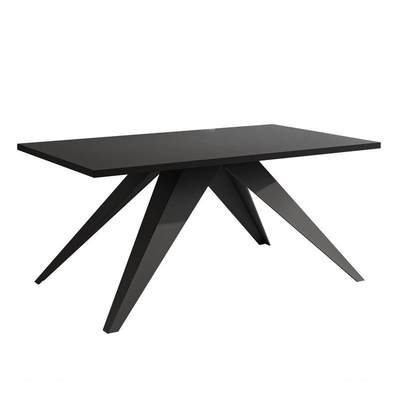 AUSZIEHTISCH XANDRO 160/90/76 cm mit Metallgestell, Schwarz - Schwarz, Holzwerkstoff/Metall (90/160/76cm) - Idohome