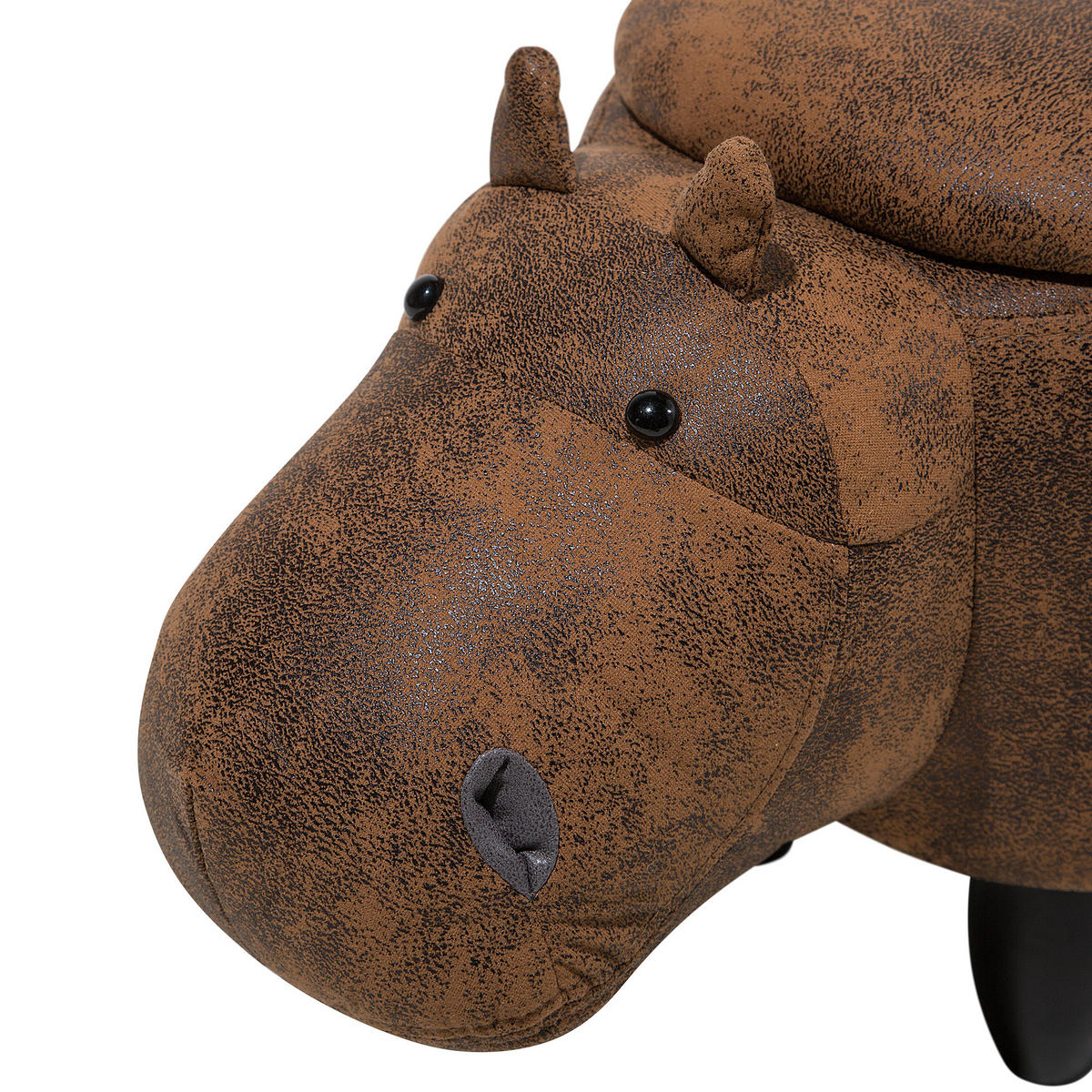 TIERHOCKER Hippo 60/32/35 cm - Braun, Kunststoff/Textil (32/35/60cm) - Beliani