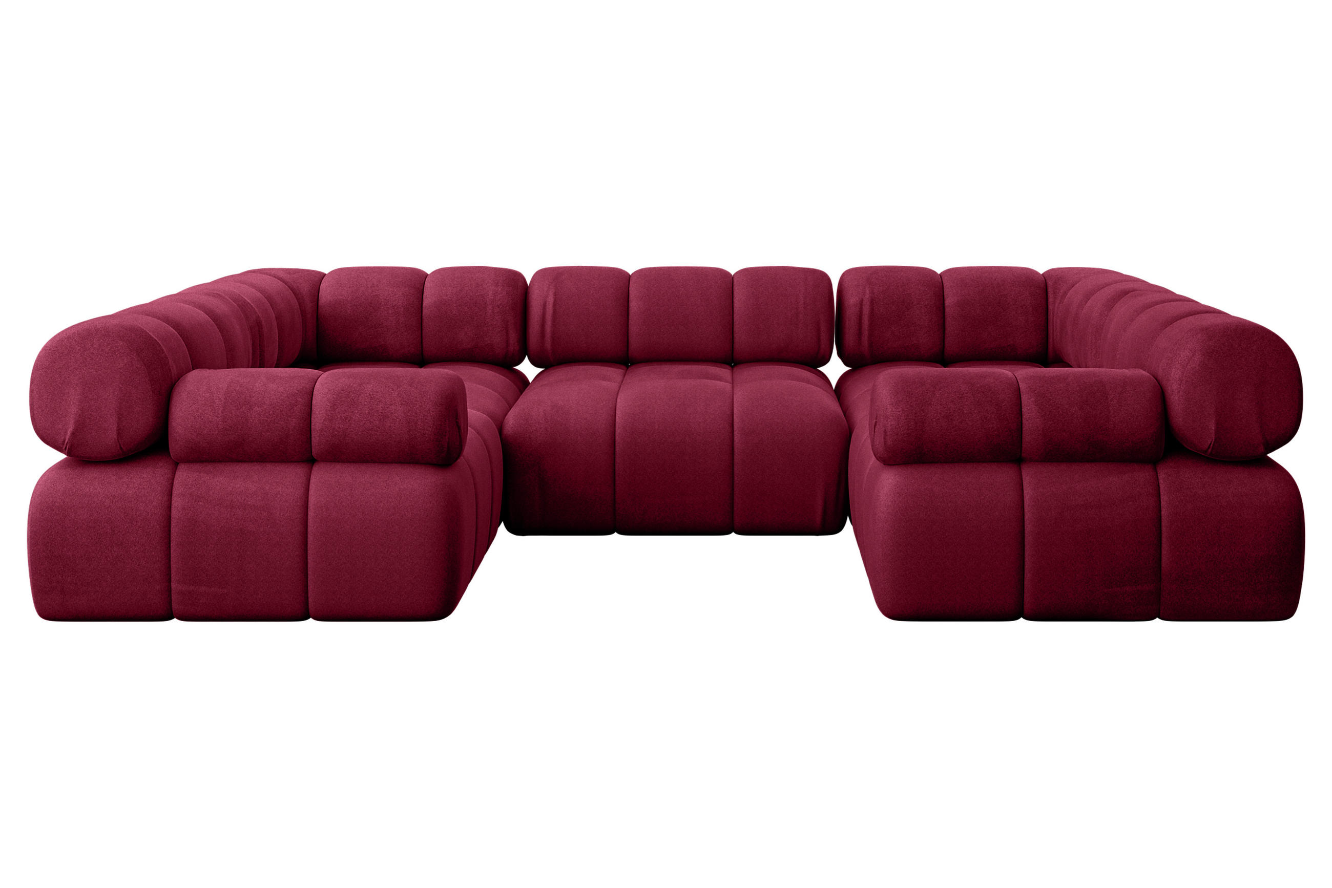 WOHNLANDSCHAFT modulares Sofa Birno-U1 - 285x190x70 cm Bordeauxrot Velours - Bordeaux, Holzwerkstoff/Textil (285/70/190cm) - ALTDECOR
