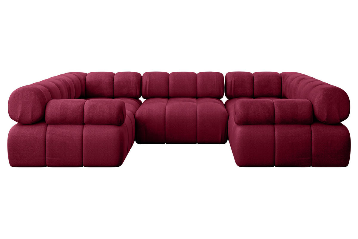 WOHNLANDSCHAFT modulares Sofa Birno-U1 - 285x190x70 cm Bordeauxrot Velours - Bordeaux, Holzwerkstoff/Textil (285/70/190cm) - ALTDECOR