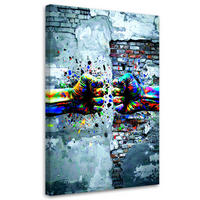LEINWANDBILD Abstrakt Faust Graffiti Street Art 80x120cm - Grau, Textil (80/120cm) - Feeby