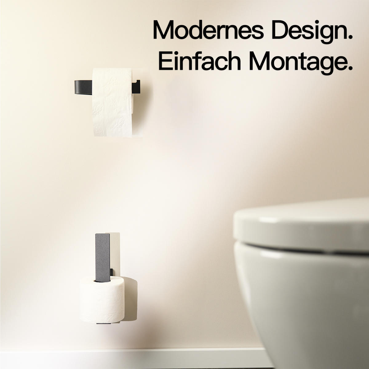 TOILETTEN ERSATZROLLENHALTER OHNE BOHREN - Schwarz, Metall (3.4/23/6cm)