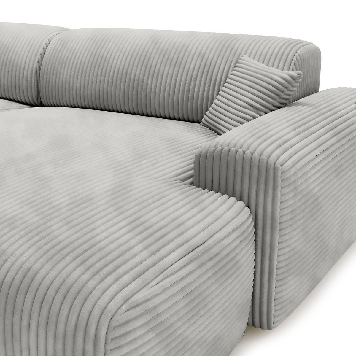 ECKSOFA mit Longchair - Cord - Silberfarben/Schwarz, Kunststoff/Textil (284/178cm) - home24