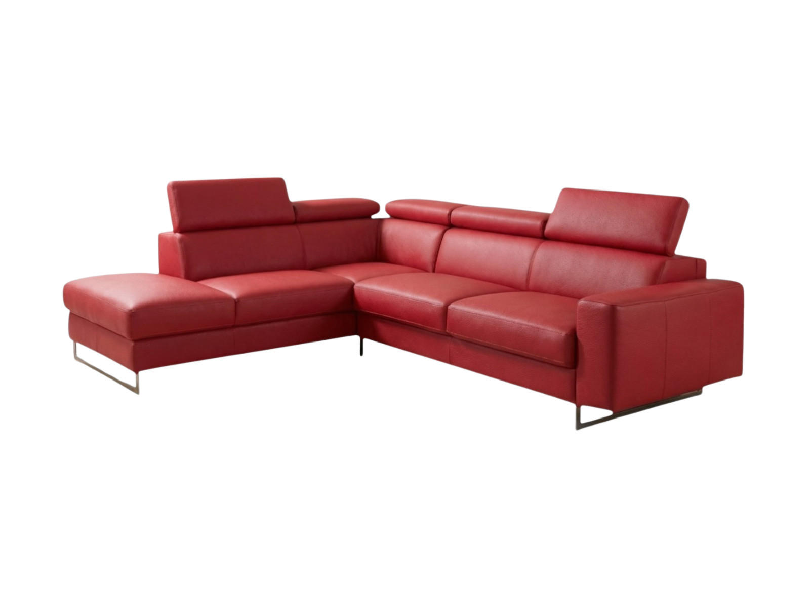 ECKSOFA Gotham Echtleder mit Bettfunktion Rot - Rot, Leder/Metall (227/237cm)