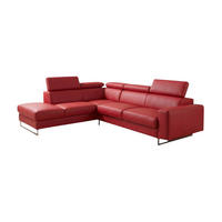 ECKSOFA Gotham Echtleder mit Bettfunktion Rot - Rot, Leder/Metall (227/237cm)