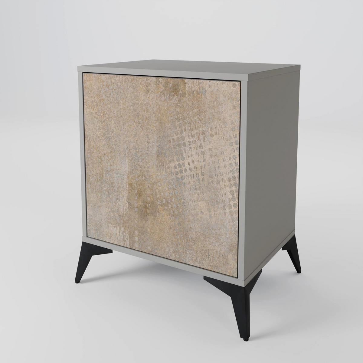 SIDEBOARD SCREEN ERROR, Grau, 57,5x42x72,5 cm, Schwarze Metallfüße - Multicolor/Schwarz, Holzwerkstoff/Metall (57.5/72.5/42cm) - SpaceRebels