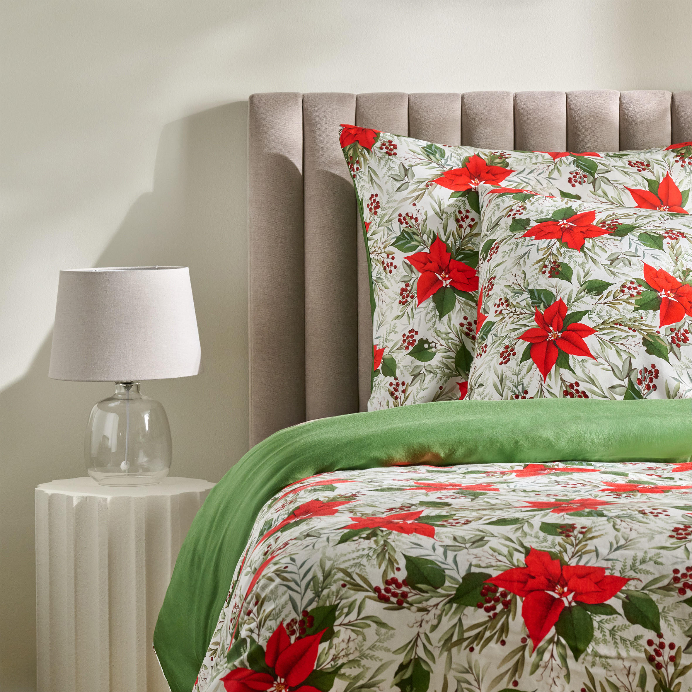 BETTWÄSCHE Satin POINSETTA, 160x200 cm, Rot, Winter Weihnachten Bettbezug, Weihnachtsdeko, Christmas, Weihnachtsmotiv - Rot, Textil (160/200cm) - home&you