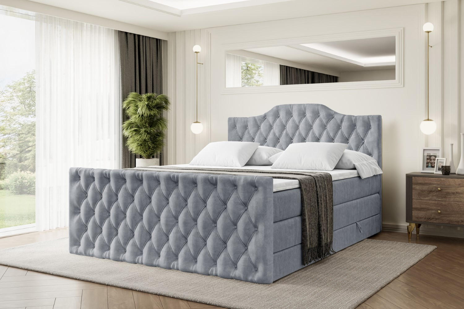 BOXSPRINGBETT VILA-1-Z KING - 120x200 - H3/H4 - Grau - Grau, Holzwerkstoff (120/200cm) - ALTDECOR