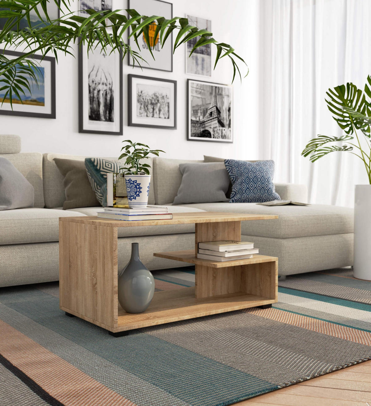 COUCHTISCH PIN, 90x45x51 cm, Sonoma - Sonoma Eiche, Holz (51/90/45cm) - Milordbikes