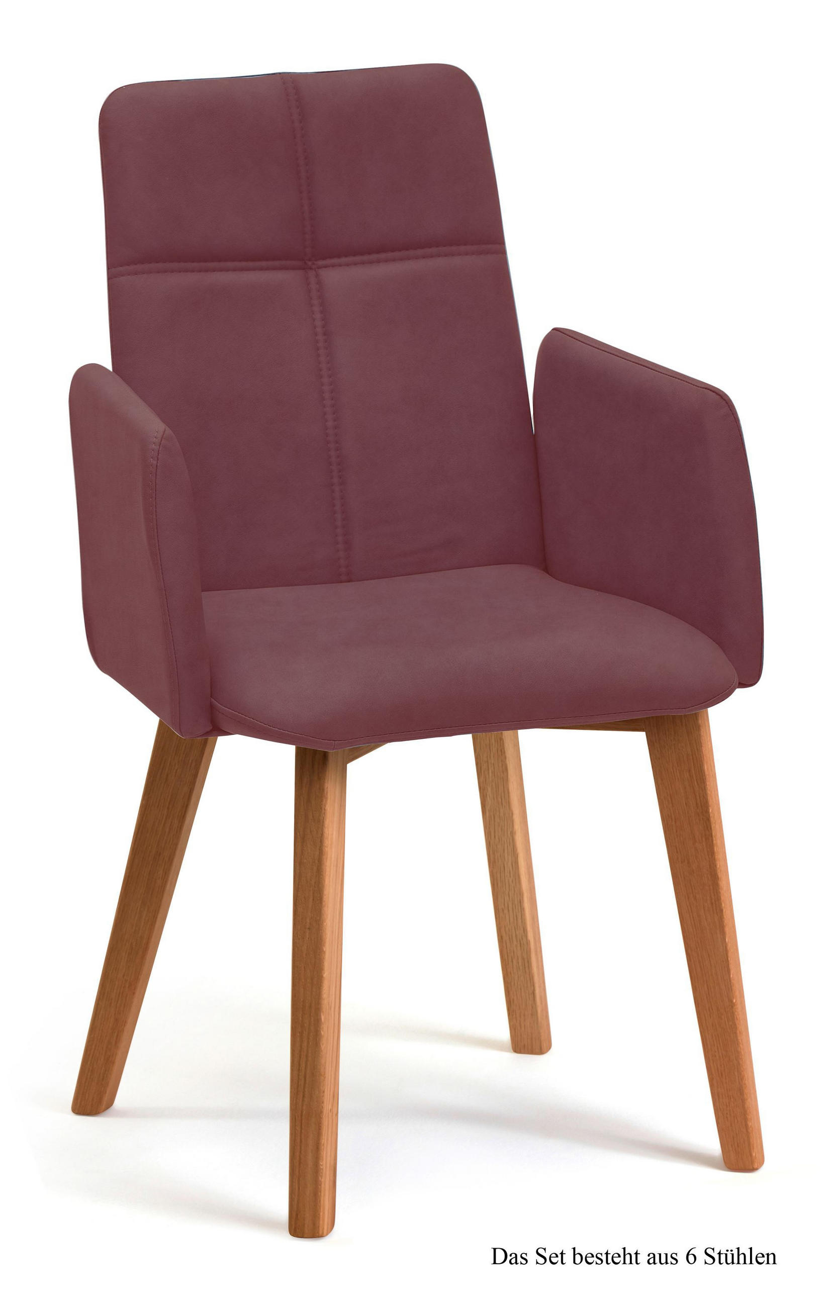 ARMLEHNSTUHL (6er-Set) Dardana 52x92x60 Eiche geölt/Marsala - Eichefarben/Brombeere, Kunststoff (60/92/52cm) - 58aufmkessel