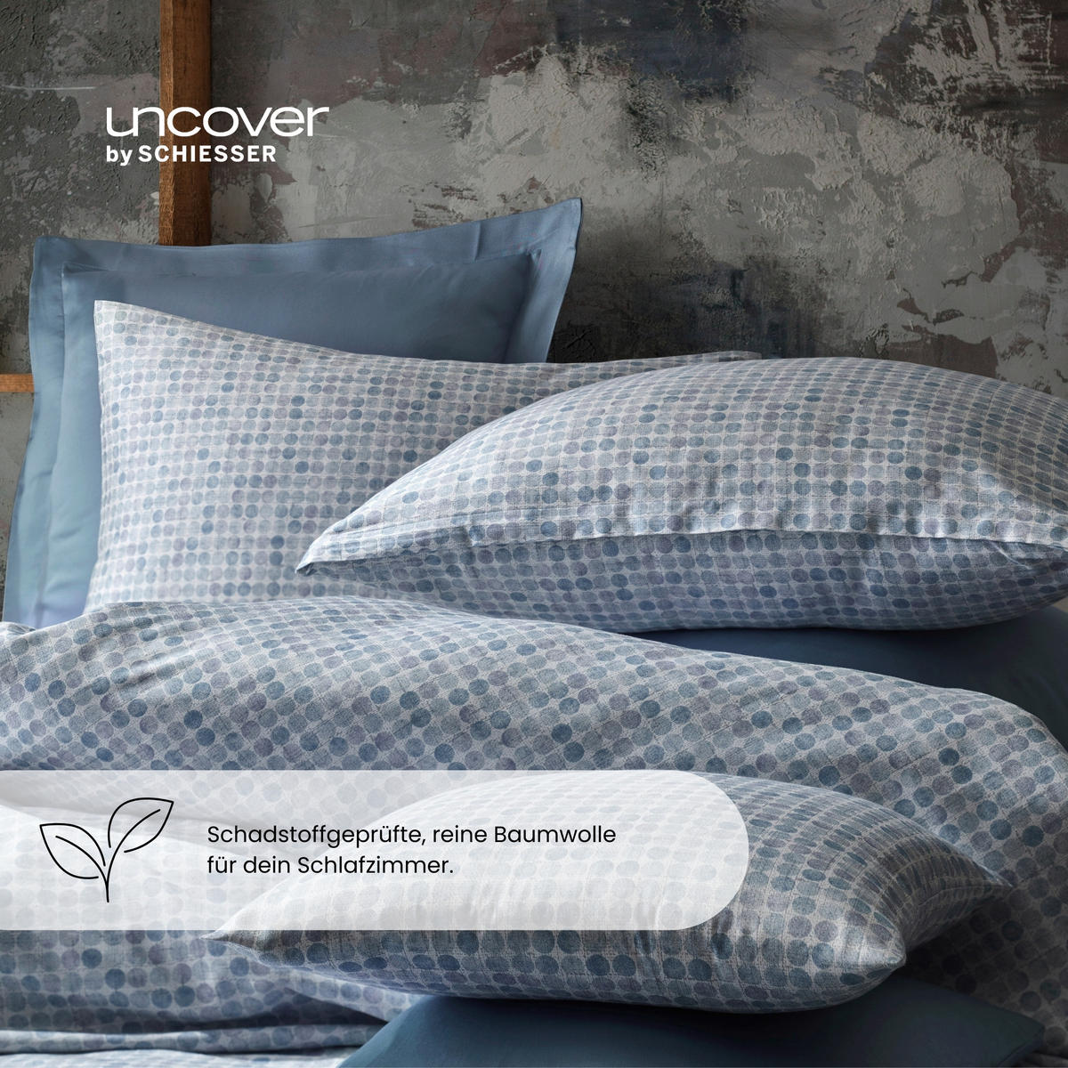 BETTWÄSCHESET Punto - Baumwollsatin - 2-teilig - 135x200cm - Hellblau - Hellblau, Textil (135/200cm) - Uncover by Schiesser